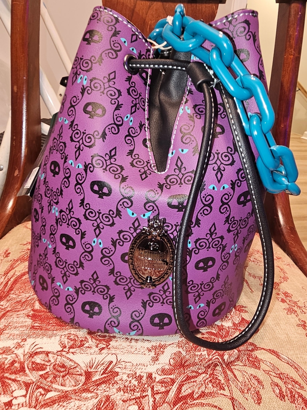 Haunted Mansion Bucket Bag with Turquoise Chain Loungefly